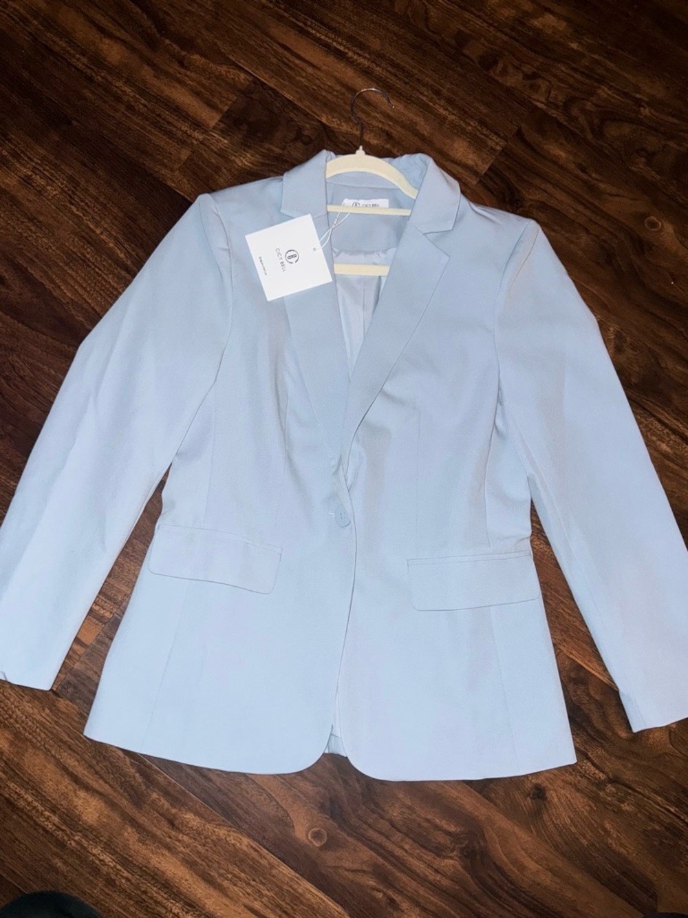 Women's Light Blue Tailored Blazer - Single-Button Notch Lapel